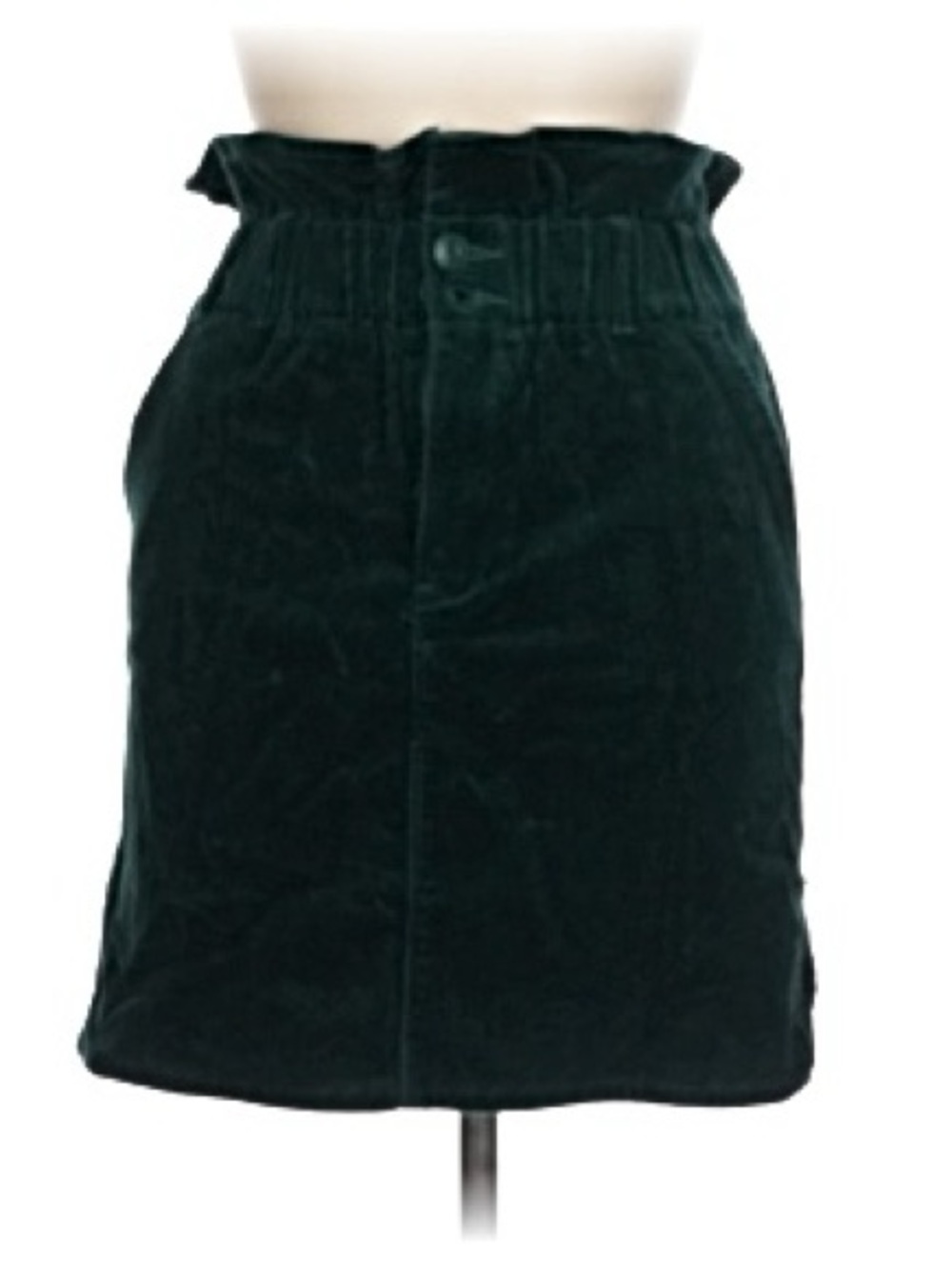 Shinestar Emerald Green Corduroy High-Waist Midi Skirt